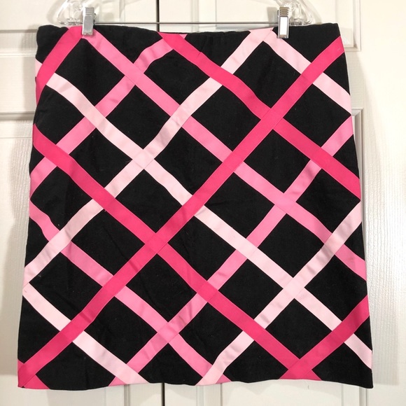Victor Costa Dresses & Skirts - Vintage Victor Costa Crisscrossed Ribbons Skirt Pink White Black Sz 20